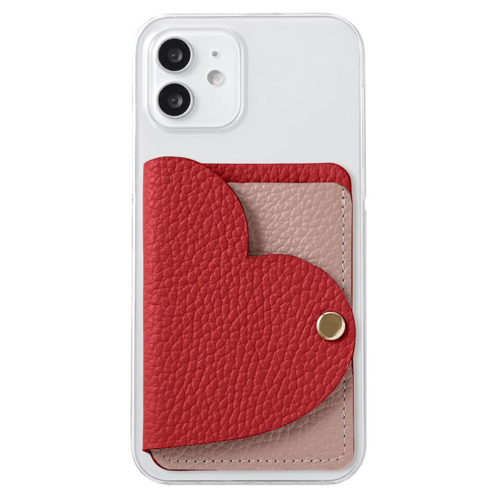 Clear case genuine leather 32 colors Italian shrink leather with heart mirror card case back case Galaxy series