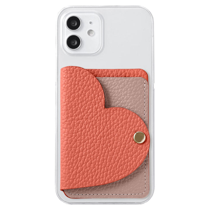 Clear Case Genuine Leather 32 Colors Italian Shrink Leather With Heart Mirror Card Case Back Case AQUOS Series