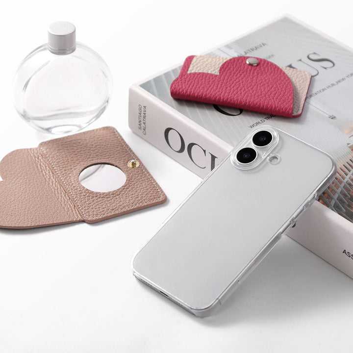 Clear case genuine leather 32 colors Italian shrink leather with heart mirror card case back case Xperia series