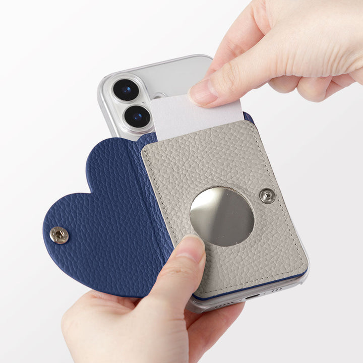 Clear case genuine leather 32 colors Italian shrink leather with heart mirror card case back case Galaxy series