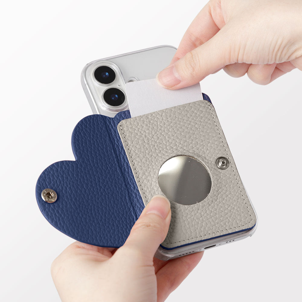 Clear case genuine leather 32 colors Italian shrink leather with heart mirror card case back case Xperia series