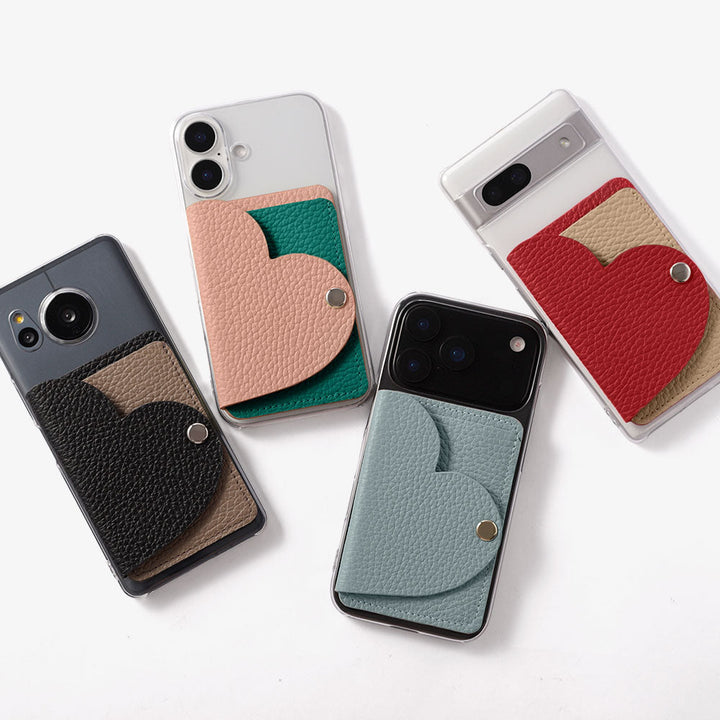 Clear case genuine leather 32 colors Italian shrink leather with heart mirror card case back case Xperia series