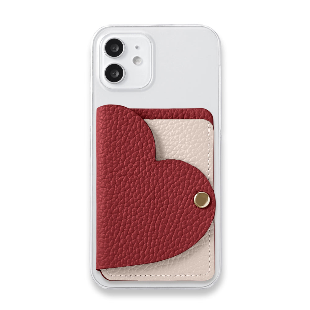 Clear Case Genuine Leather 32 Colors Italian Shrink Leather With Heart Mirror Card Case Back Case AQUOS Series