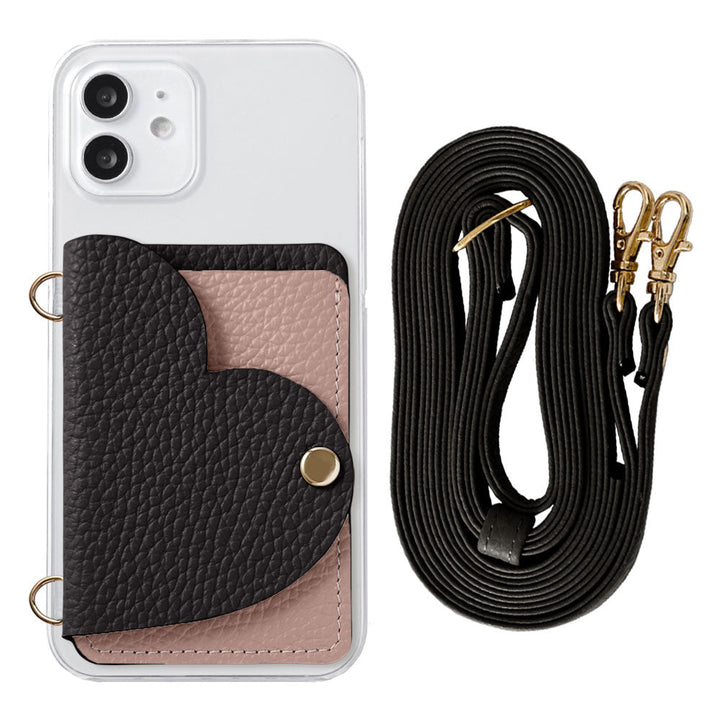 Clear Case Genuine Leather 32 Colors Italian Shrink Leather Heart Mirror Card Case with Shoulder Strap Rear Case for Xperia Series