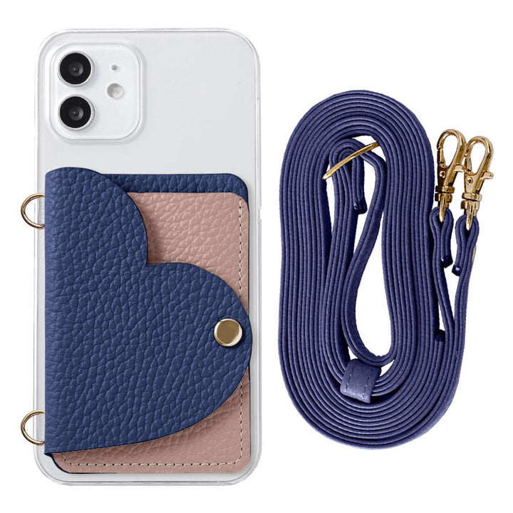 Clear Case Genuine Leather 32 Colors Italian Shrink Leather Heart Mirror Card Case with Shoulder Strap Rear Case for Xperia Series