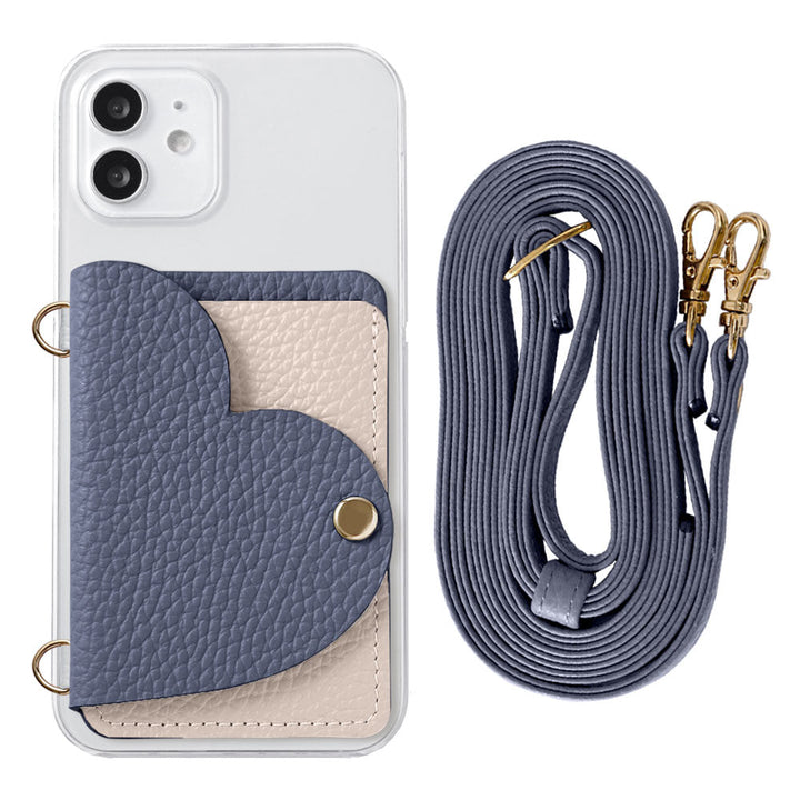 Clear Case Genuine Leather 32 Colors Italian Shrink Leather Heart Mirror Card Case with Shoulder Strap Rear Case for Xperia Series