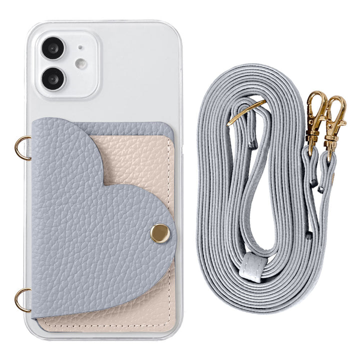 Clear Case Genuine Leather 32 Colors Italian Shrink Leather Heart Mirror Card Case with Shoulder Strap Rear Case for Xperia Series
