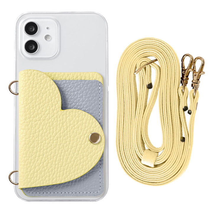 Clear Case Genuine Leather 32 Colors Italian Shrink Leather Heart Mirror Card Case with Shoulder Strap Rear Case for Xperia Series