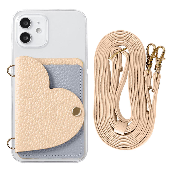 Clear Case Genuine Leather 32 Colors Italian Shrink Leather Heart Mirror Card Case with Shoulder Strap Rear Case for Xperia Series