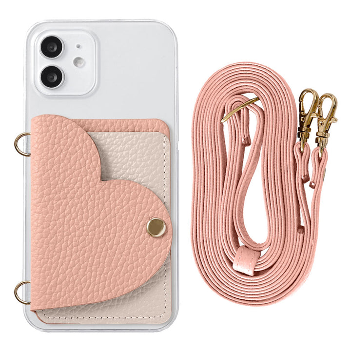 Clear Case Genuine Leather 32 Colors Italian Shrink Leather Heart Mirror Card Case with Shoulder Strap Rear Case for Xperia Series