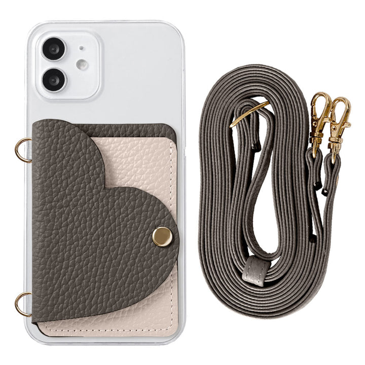 Clear Case Genuine Leather 32 Colors Italian Shrink Leather Heart Mirror Card Case with Shoulder Strap Rear Case for Xperia Series