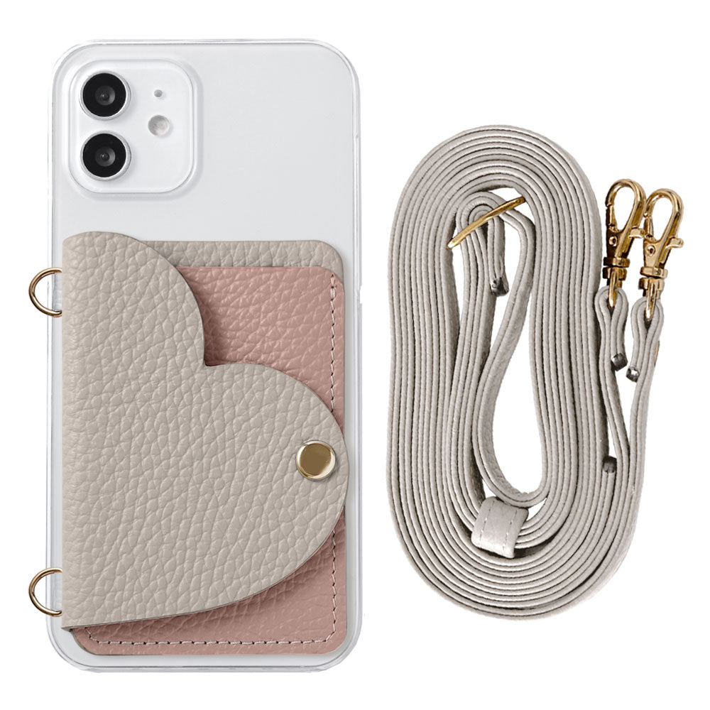 Clear Case Genuine Leather 32 Colors Italian Shrink Leather Heart Mirror Card Case with Shoulder Strap Rear Case for Xperia Series