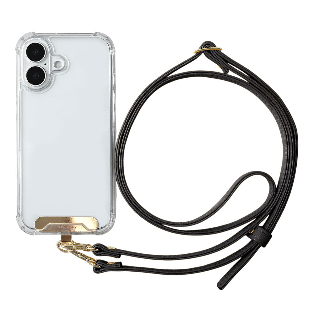 Clear HB Case Back Case Genuine Leather 32 Colors Italian Shrink Leather Holder Set with Shoulder Strap