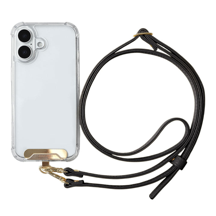 Clear HB Case Back Case Genuine Leather 32 Colors Italian Shrink Leather Holder Set with Shoulder Strap