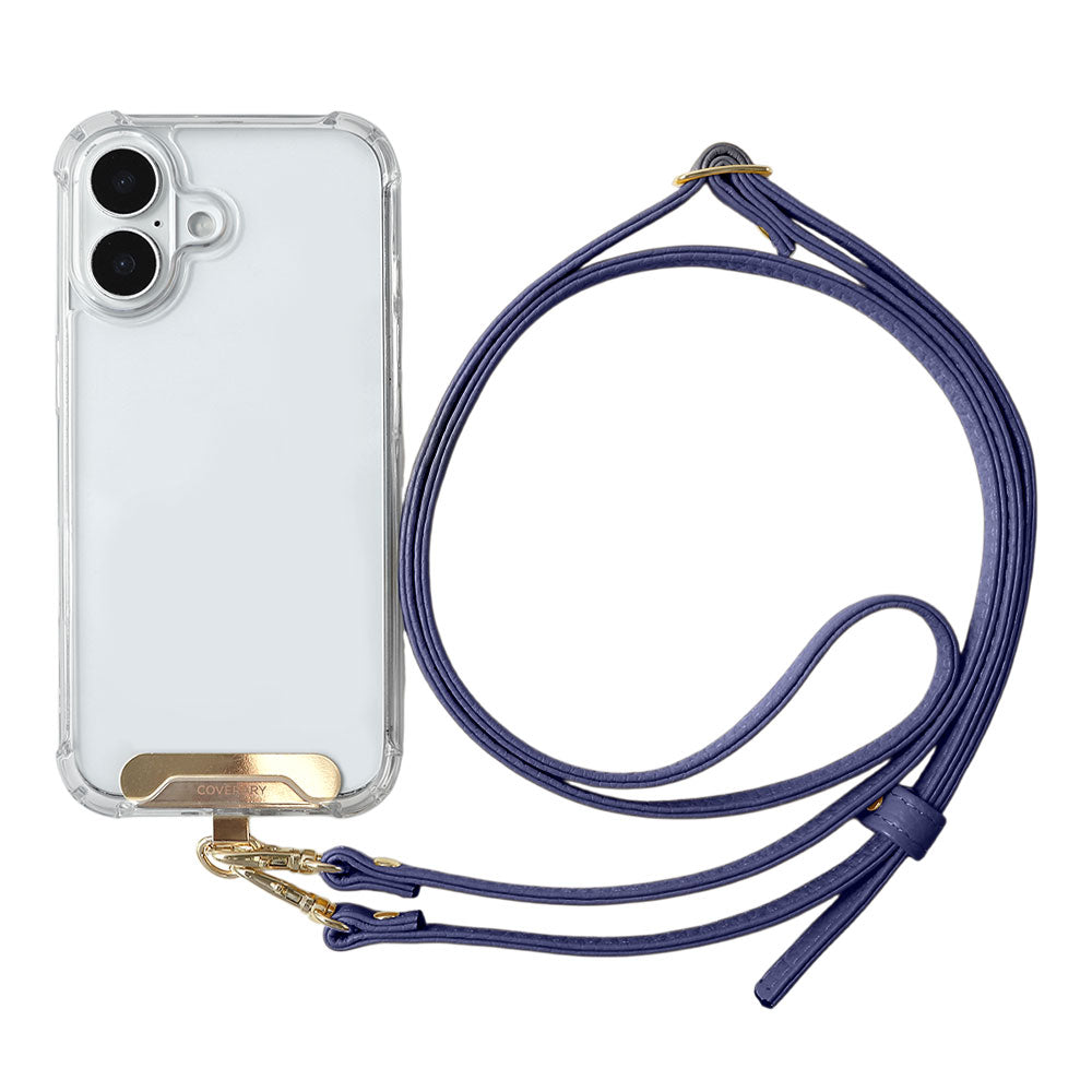 Clear HB Case Back Case Genuine Leather 32 Colors Italian Shrink Leather Holder Set with Shoulder Strap