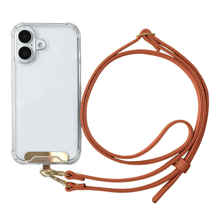 Clear HB Case Back Case Genuine Leather 32 Colors Italian Shrink Leather Holder Set with Shoulder Strap