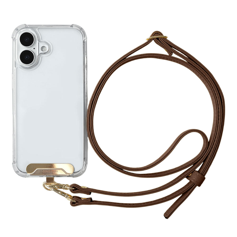 Clear HB Case Back Case Genuine Leather 32 Colors Italian Shrink Leather Holder Set with Shoulder Strap