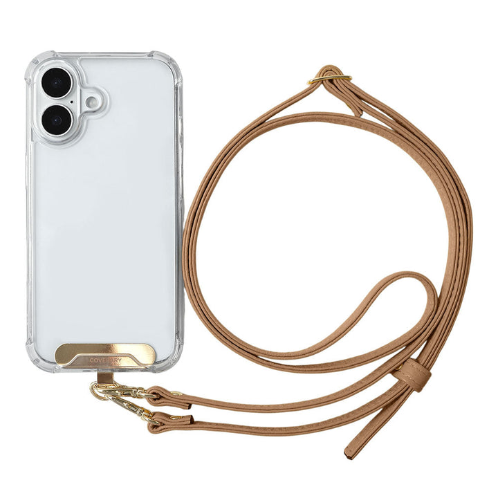 Clear HB Case Back Case Genuine Leather 32 Colors Italian Shrink Leather Holder Set with Shoulder Strap