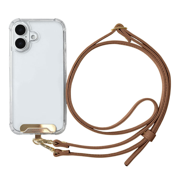 Clear HB Case Back Case Genuine Leather 32 Colors Italian Shrink Leather Holder Set with Shoulder Strap