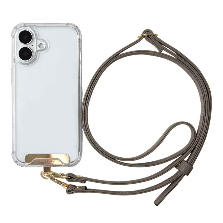 Clear HB Case Back Case Genuine Leather 32 Colors Italian Shrink Leather Holder Set with Shoulder Strap