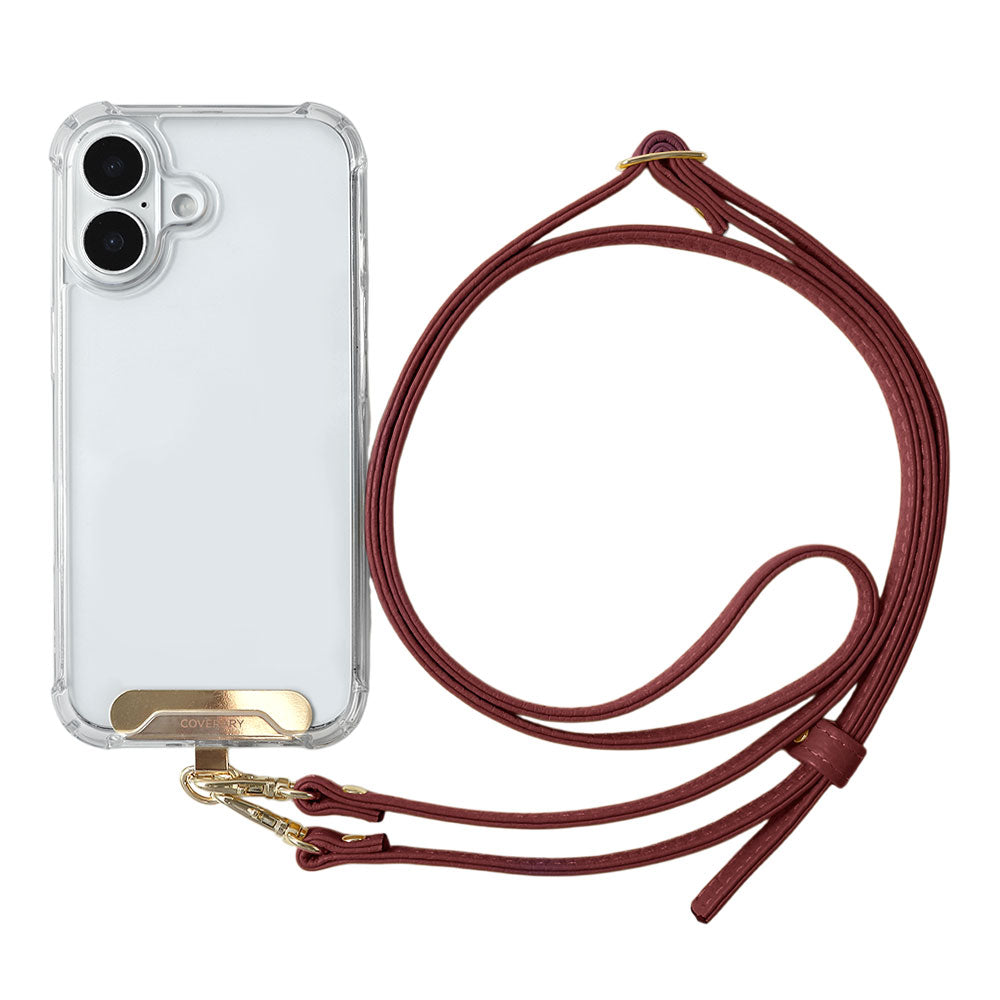 Clear HB Case Back Case Genuine Leather 32 Colors Italian Shrink Leather Holder Set with Shoulder Strap
