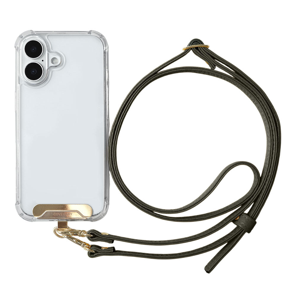 Clear HB Case Back Case Genuine Leather 32 Colors Italian Shrink Leather Holder Set with Shoulder Strap