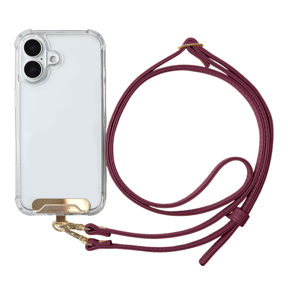 Clear HB Case Back Case Genuine Leather 32 Colors Italian Shrink Leather Holder Set with Shoulder Strap