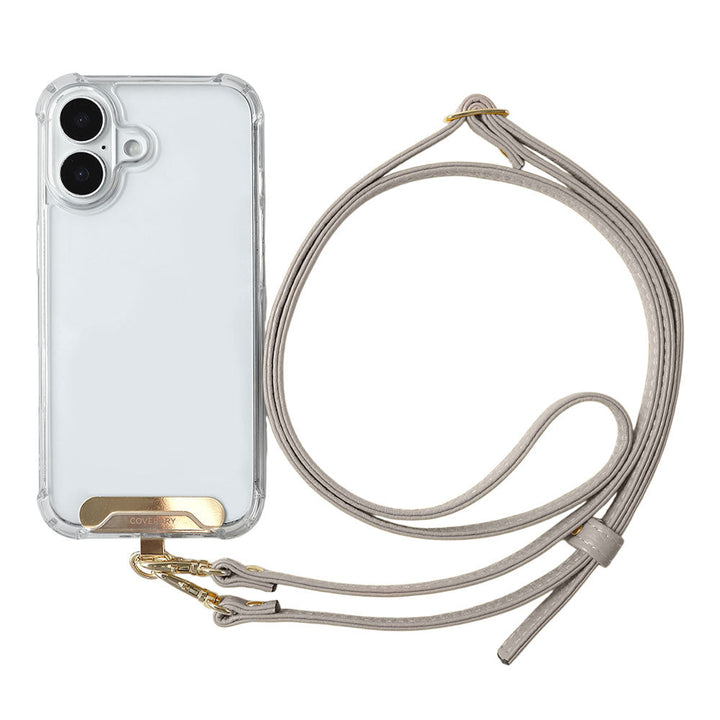 Clear HB Case Back Case Genuine Leather 32 Colors Italian Shrink Leather Holder Set with Shoulder Strap