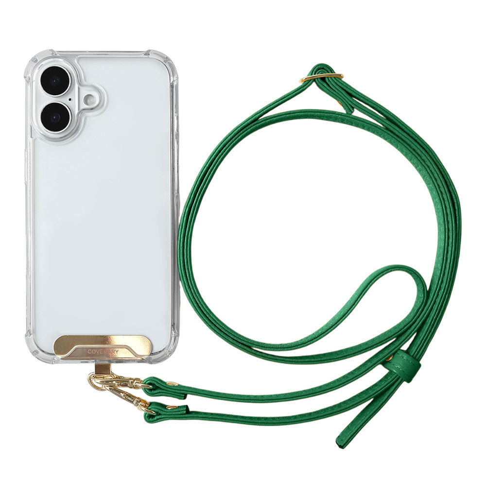 Clear HB Case Back Case Genuine Leather 32 Colors Italian Shrink Leather Holder Set with Shoulder Strap