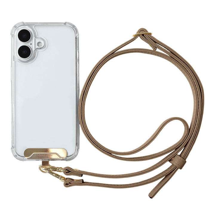 Clear HB Case Back Case Genuine Leather 32 Colors Italian Shrink Leather Holder Set with Shoulder Strap