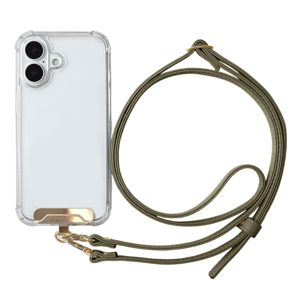 Clear HB Case Back Case Genuine Leather 32 Colors Italian Shrink Leather Holder Set with Shoulder Strap