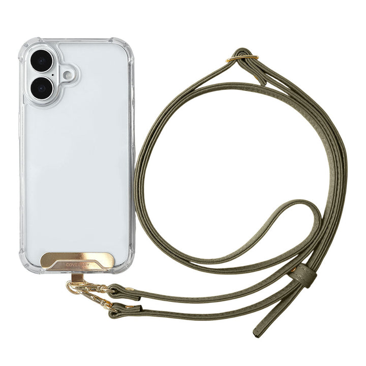 Clear HB Case Back Case Genuine Leather 32 Colors Italian Shrink Leather Holder Set with Shoulder Strap