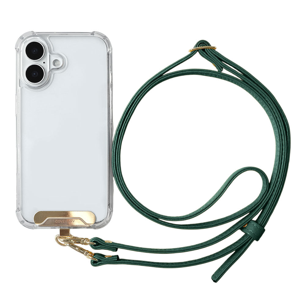 Clear HB Case Back Case Genuine Leather 32 Colors Italian Shrink Leather Holder Set with Shoulder Strap
