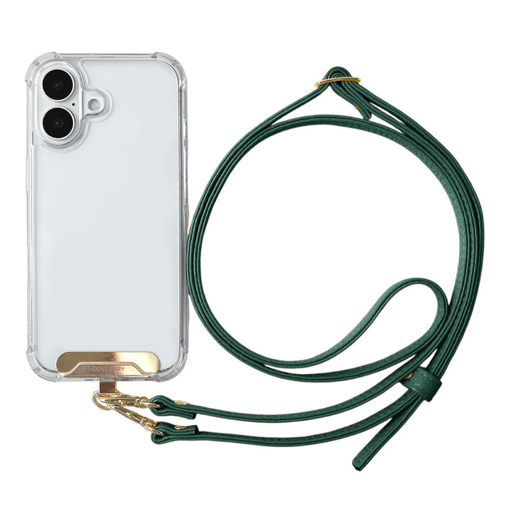 Clear HB Case Back Case Genuine Leather 32 Colors Italian Shrink Leather Holder Set with Shoulder Strap