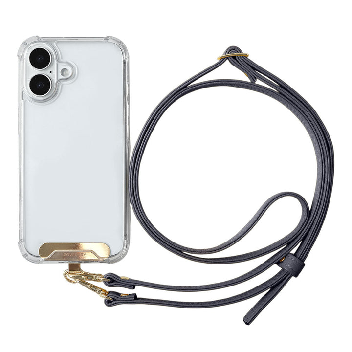 Clear HB Case Back Case Genuine Leather 32 Colors Italian Shrink Leather Holder Set with Shoulder Strap