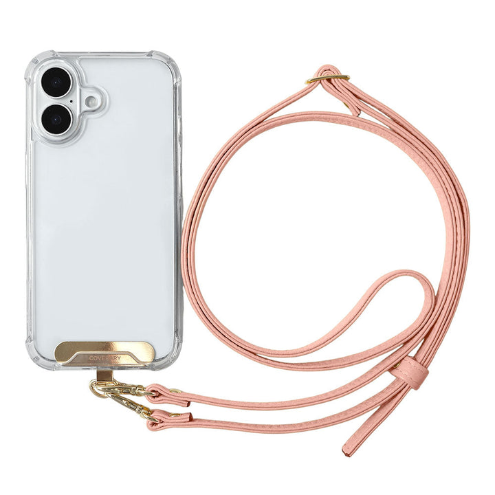 Clear HB Case Back Case Genuine Leather 32 Colors Italian Shrink Leather Holder Set with Shoulder Strap