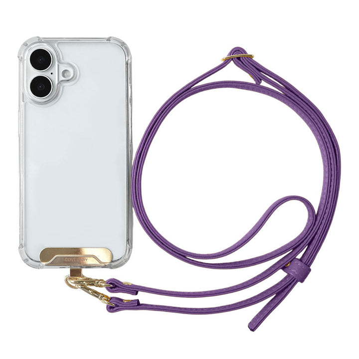 Clear HB Case Back Case Genuine Leather 32 Colors Italian Shrink Leather Holder Set with Shoulder Strap