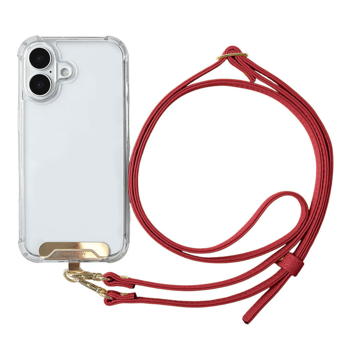 Clear HB Case Back Case Genuine Leather 32 Colors Italian Shrink Leather Holder Set with Shoulder Strap