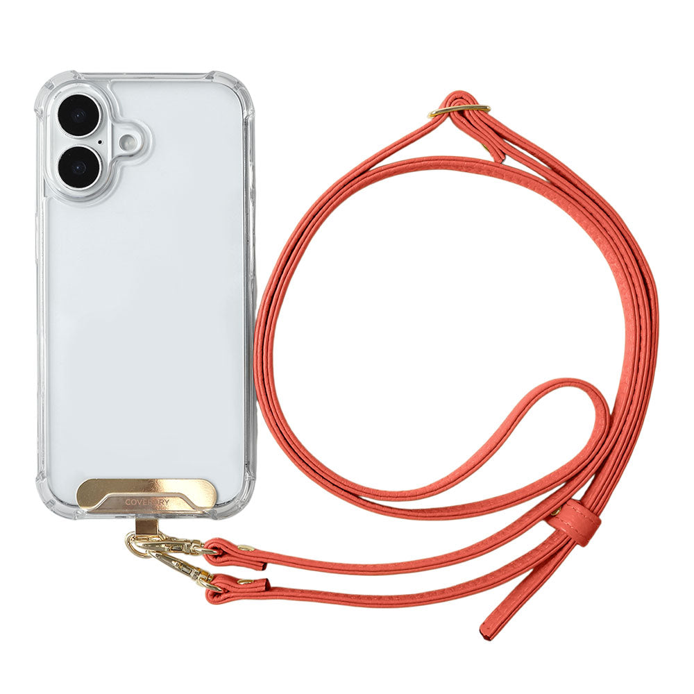 Clear HB Case Back Case Genuine Leather 32 Colors Italian Shrink Leather Holder Set with Shoulder Strap