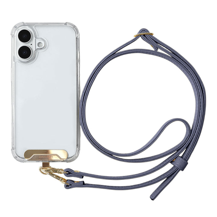 Clear HB Case Back Case Genuine Leather 32 Colors Italian Shrink Leather Holder Set with Shoulder Strap