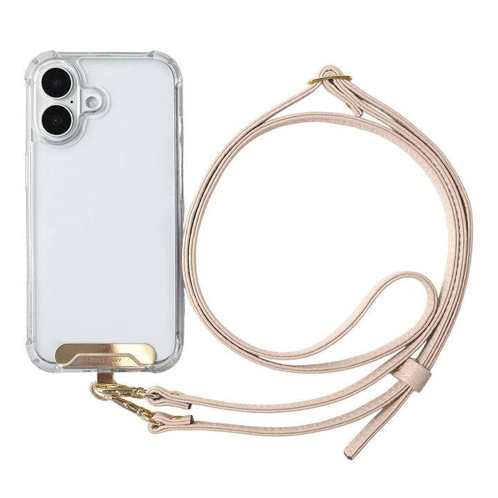 Clear HB Case Back Case Genuine Leather 32 Colors Italian Shrink Leather Holder Set with Shoulder Strap