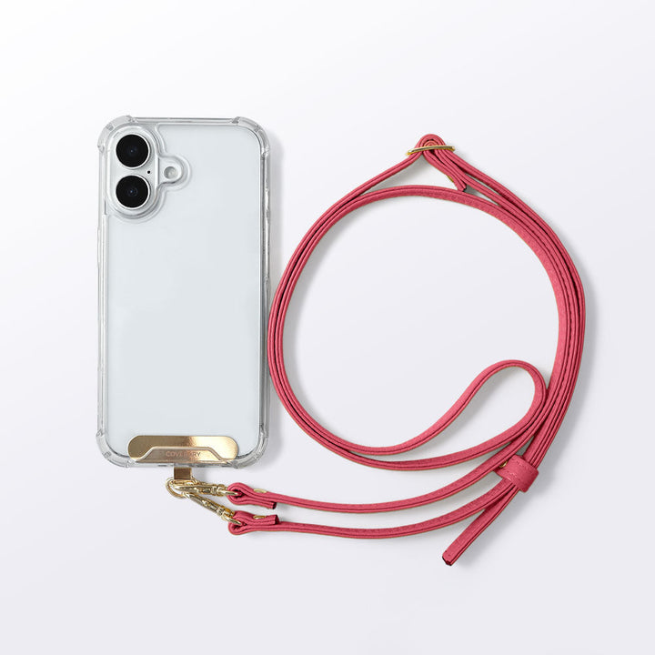 Clear HB Case Back Case Genuine Leather 32 Colors Italian Shrink Leather Holder Set with Shoulder Strap