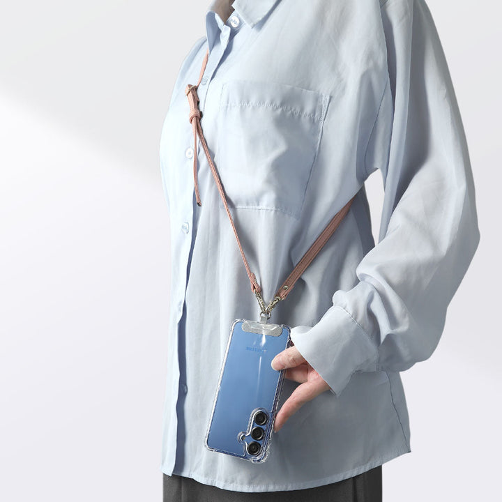 Clear HB Case Back Case Genuine Leather 32 Colors Italian Shrink Leather Holder Set with Shoulder Strap