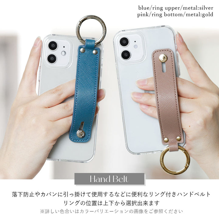 Clear case vegan leather classic with hand belt back case Xperia series