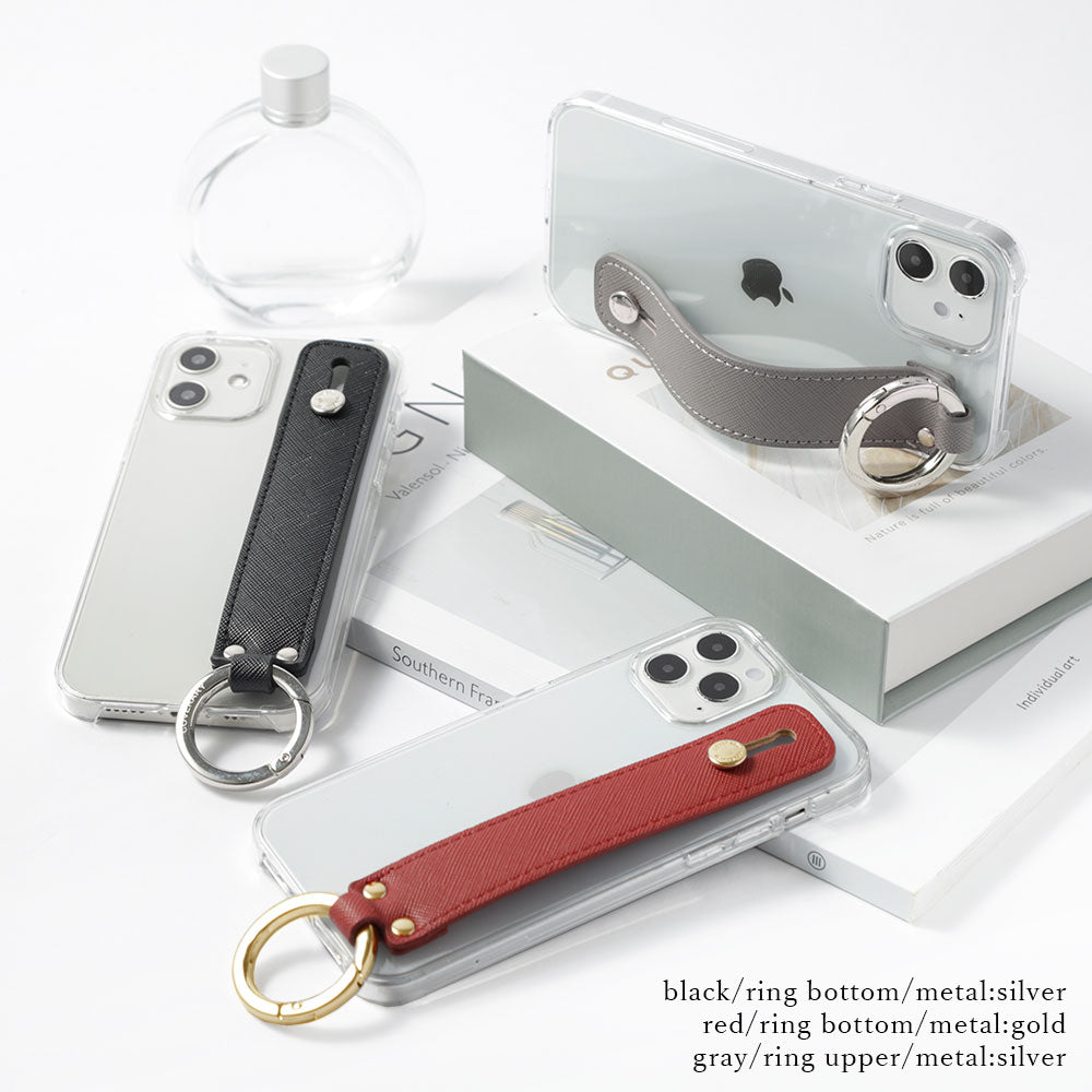 Clear case vegan leather classic with hand belt back case Xperia series