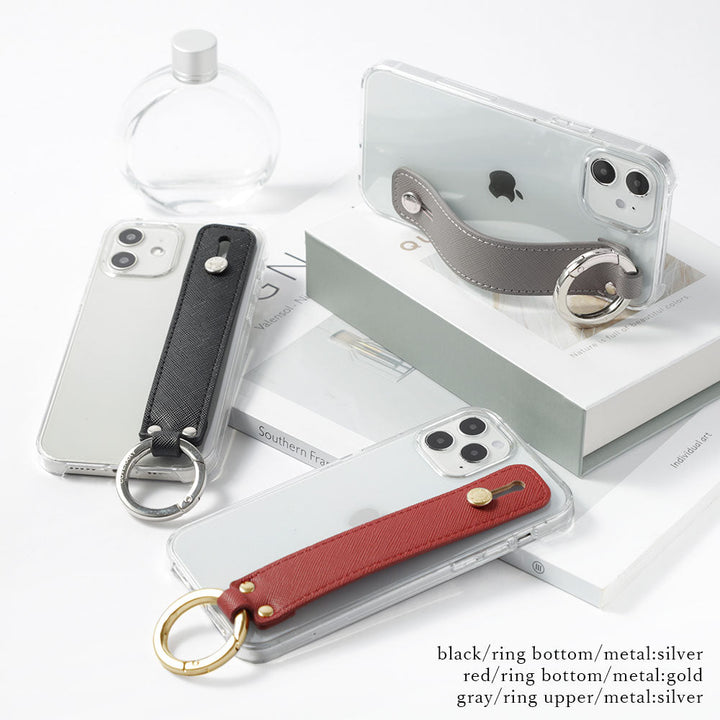 Clear case vegan leather classic with hand belt back case Xperia series