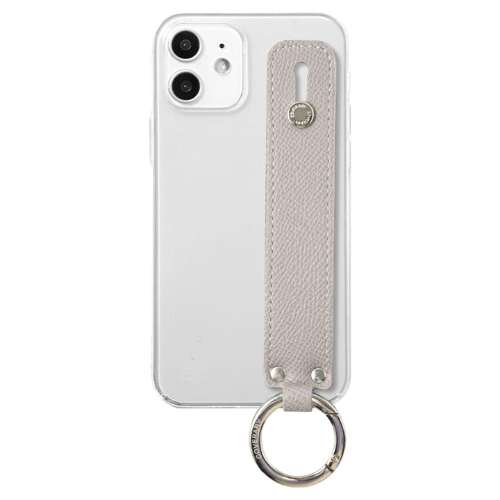 Coque transparente en cuir végan couleur basique avec poignée, coque arrière pour la série iPhone