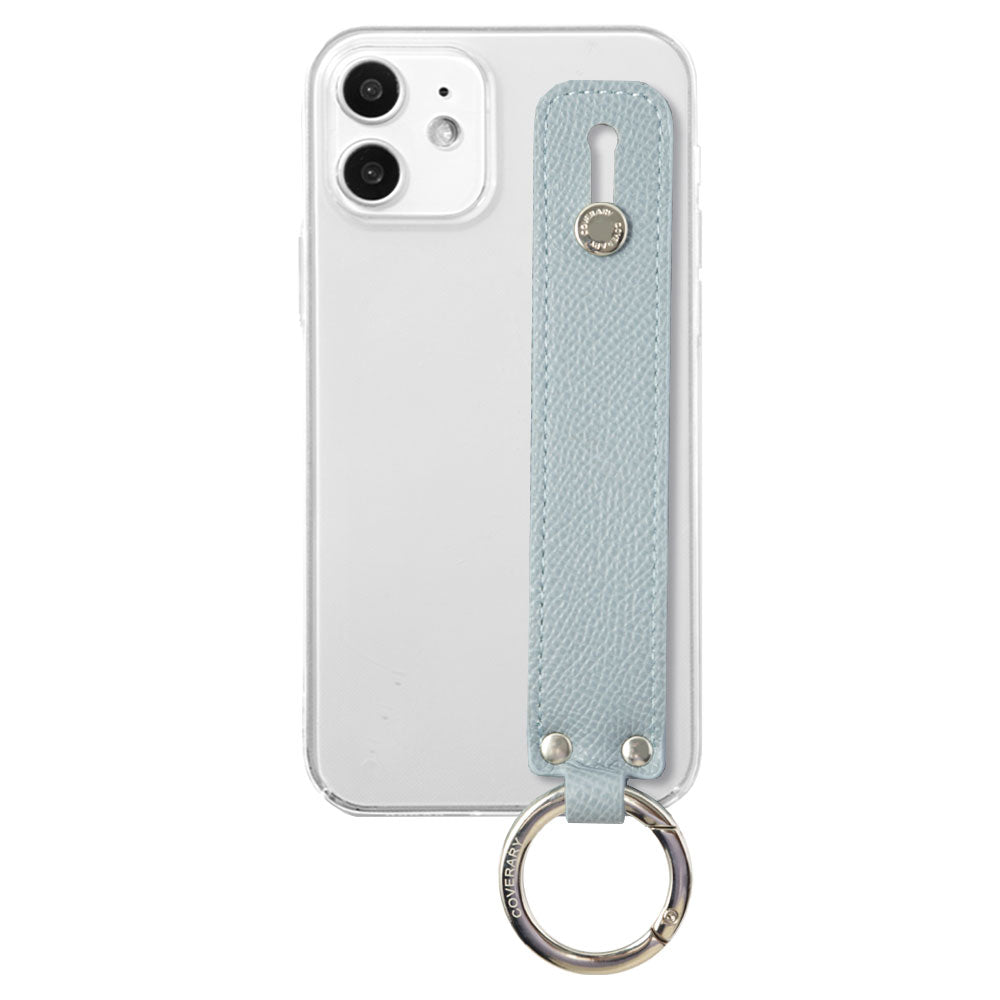 Coque transparente en cuir végan couleur basique avec poignée, coque arrière pour la série iPhone