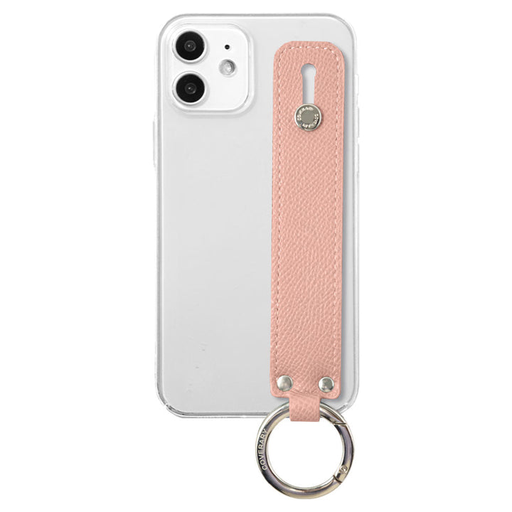 Coque transparente en cuir végan couleur basique avec poignée, coque arrière pour la série iPhone