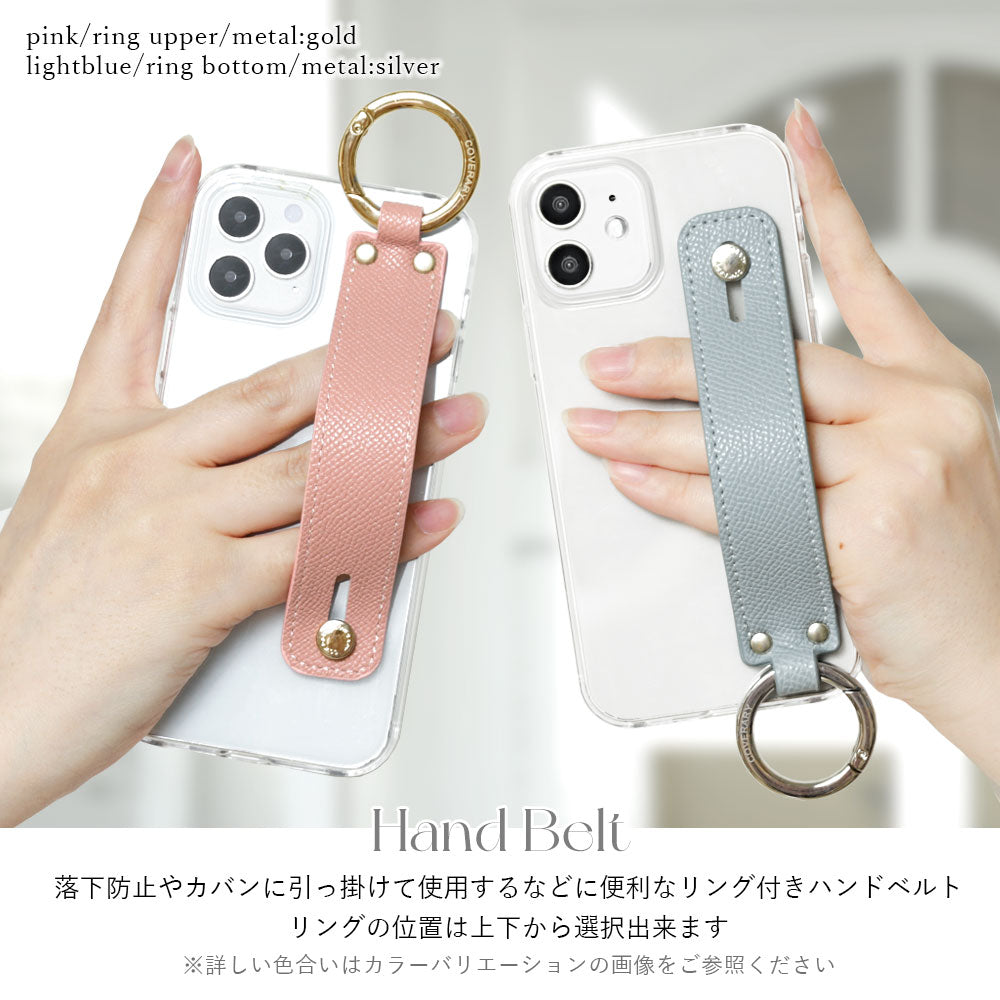 Coque transparente en cuir végan couleur basique avec poignée, coque arrière pour la série iPhone